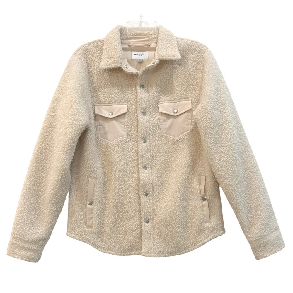 Goodfellow & Co Cream‎ Sherpa Fleece Shacket Snap Front Jacket Small